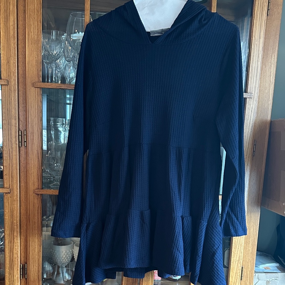 Avenue Deep Blue Hooded Top